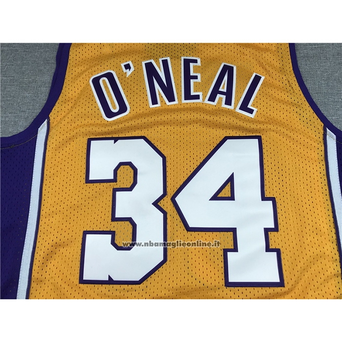 Maglia Los Angeles Lakers Shaquille O'Neal #34 Mitchell & Ness 1999-00 Giallo
